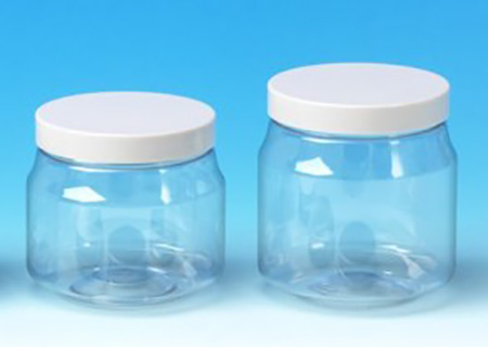 Clear PET jar with white UF screw cap