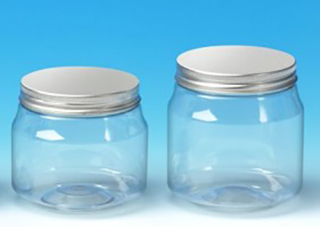 Clear PET jar with metal screw cap