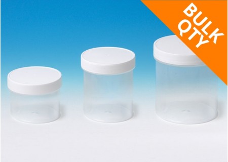 Transparent PP jar with white HDPE screw cap (bulk case qty) Transparent PP jar with white HDPE screw cap (bulk case qty)