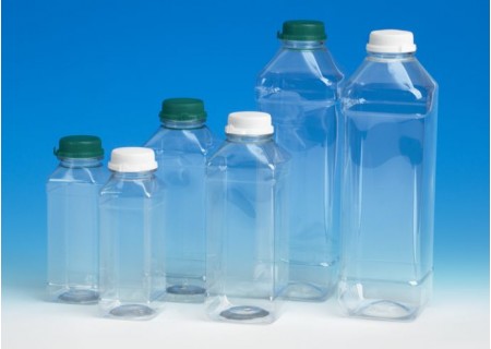 Clear PET square bottle with HDPE tamper-evident screw cap (new version)